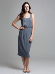 Travel Jersey Banded Waist Midi Dress