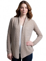 Cashmere Hi Lo Cable Open Cardigan