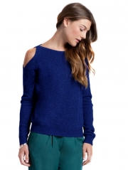 Cashmere Cold Shoulder Slashneck