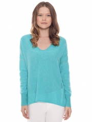 Cashmere Sheer Panel Vneck