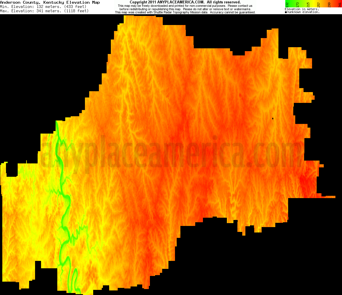 Free Anderson County, Kentucky Topo Maps & Elevations