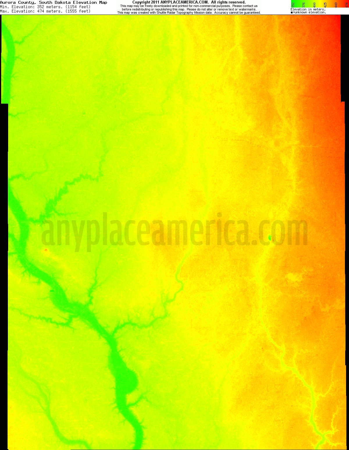 Free Aurora County, South Dakota Topo Maps & Elevations