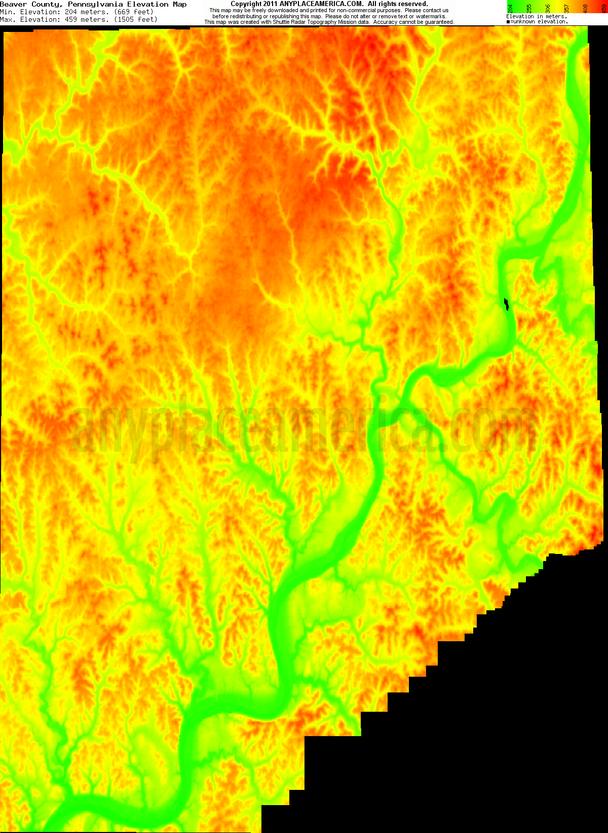 Free Beaver County, Pennsylvania Topo Maps & Elevations