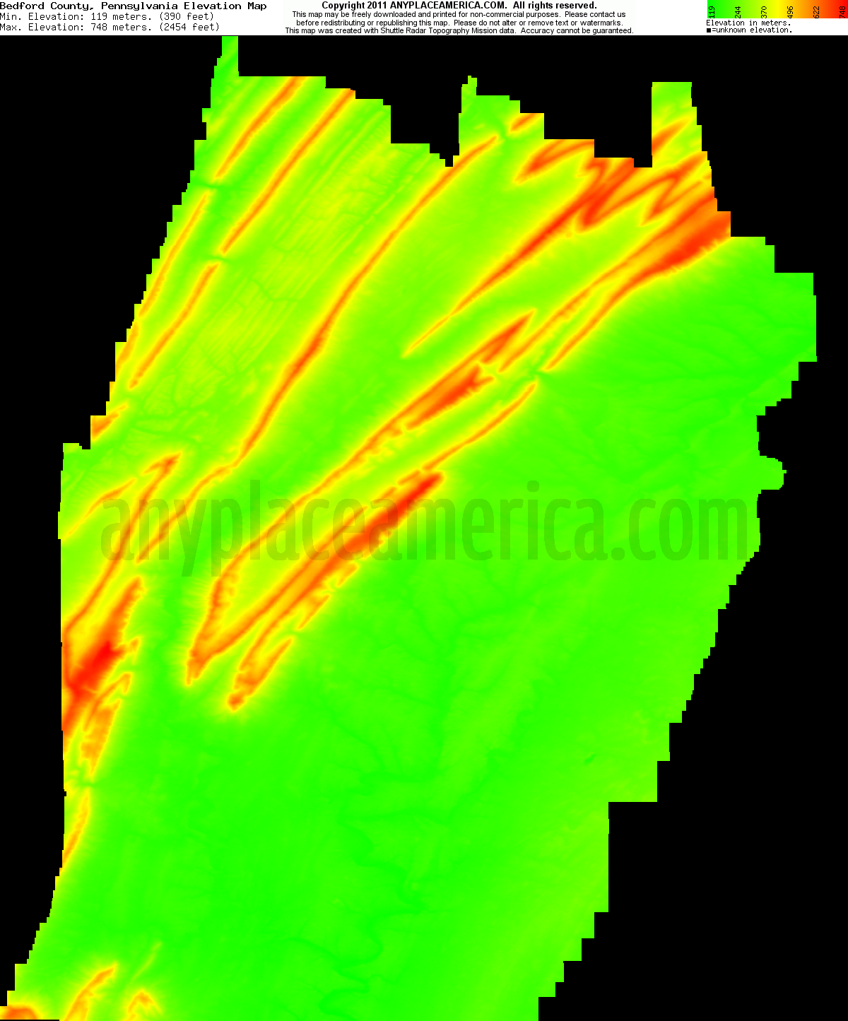Free Bedford County, Pennsylvania Topo Maps & Elevations