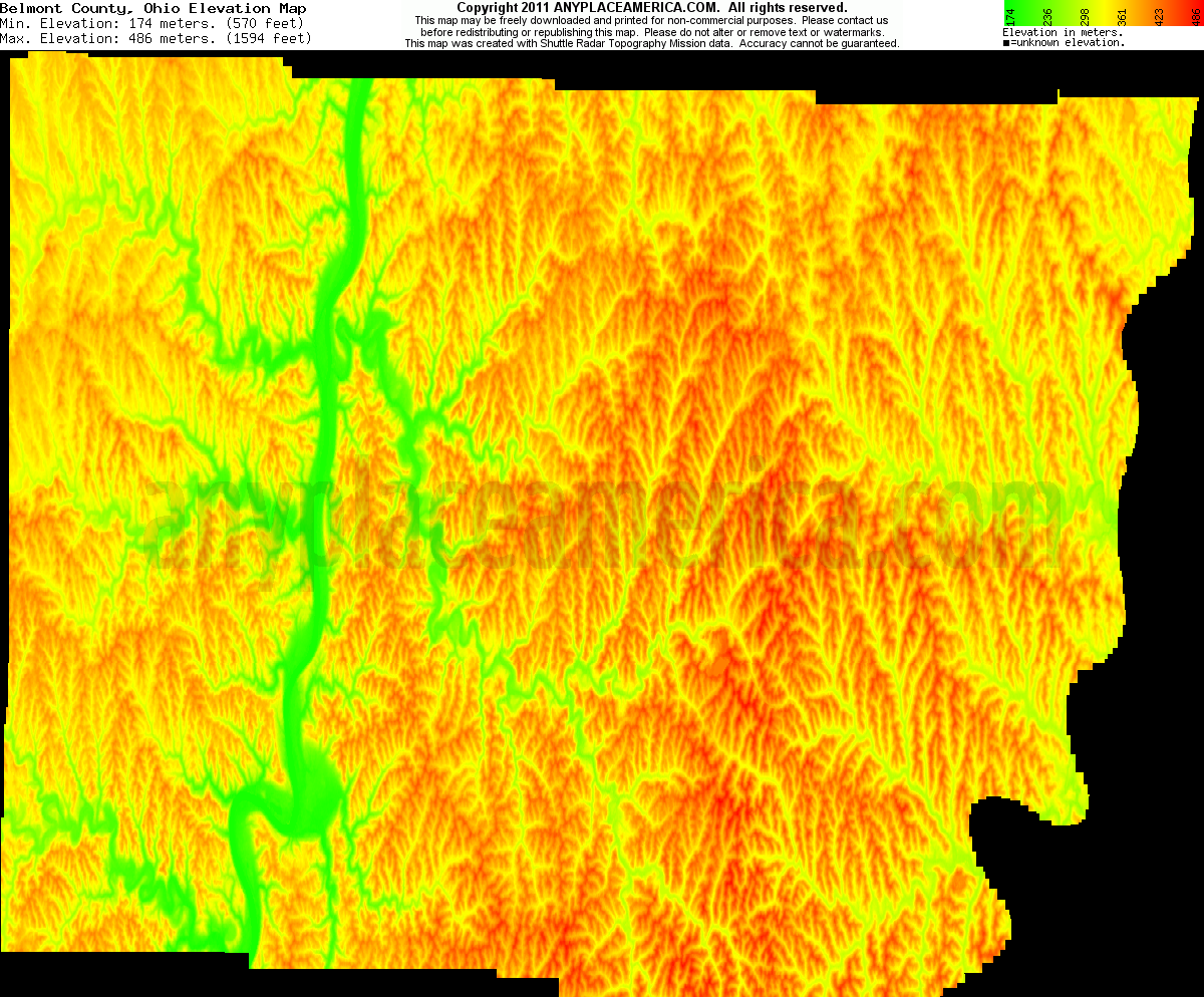 Free Belmont County, Ohio Topo Maps & Elevations