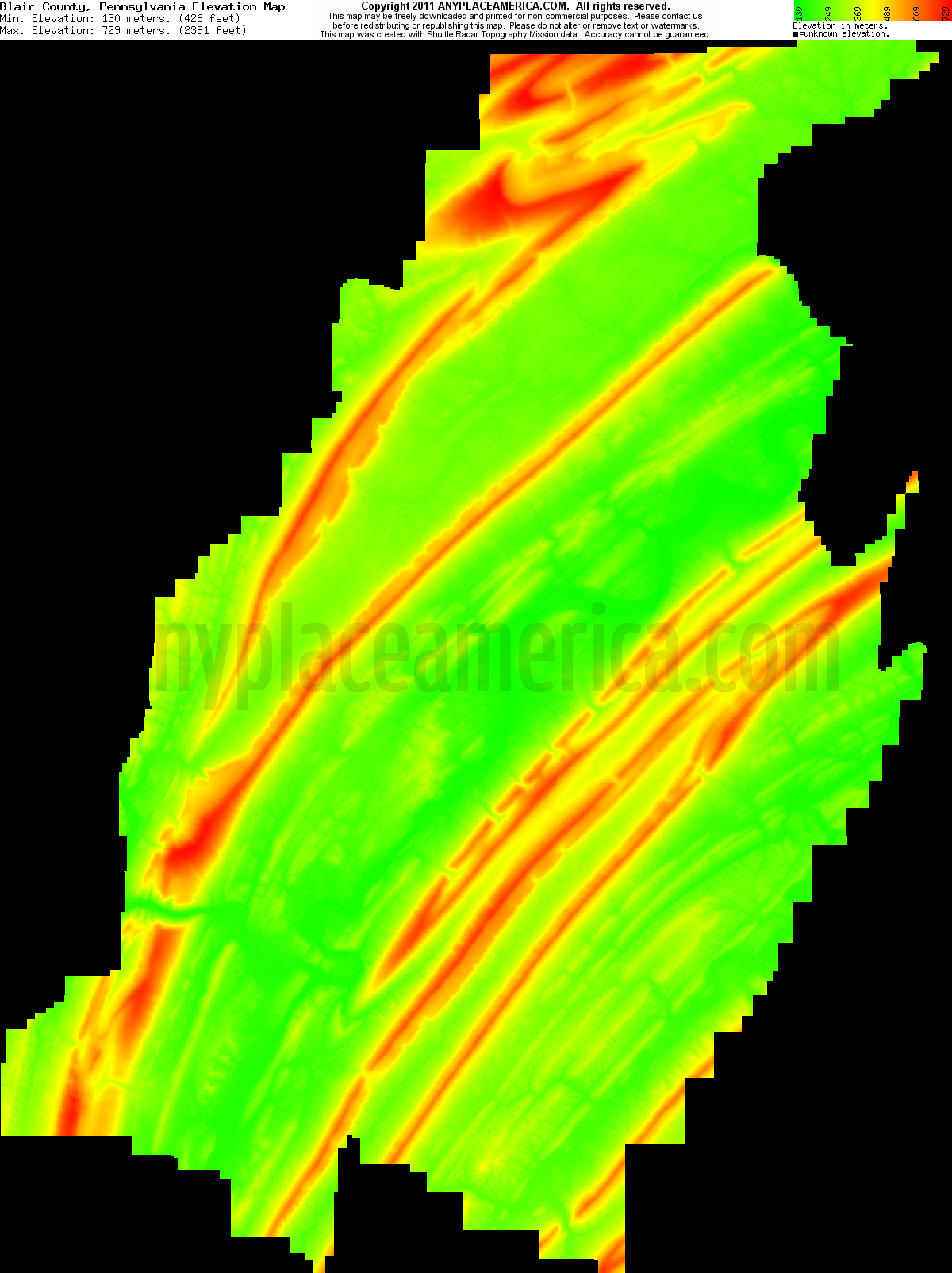 Free Blair County, Pennsylvania Topo Maps & Elevations