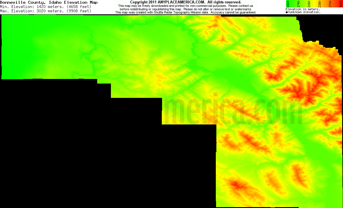 Free Bonneville County, Idaho Topo Maps & Elevations