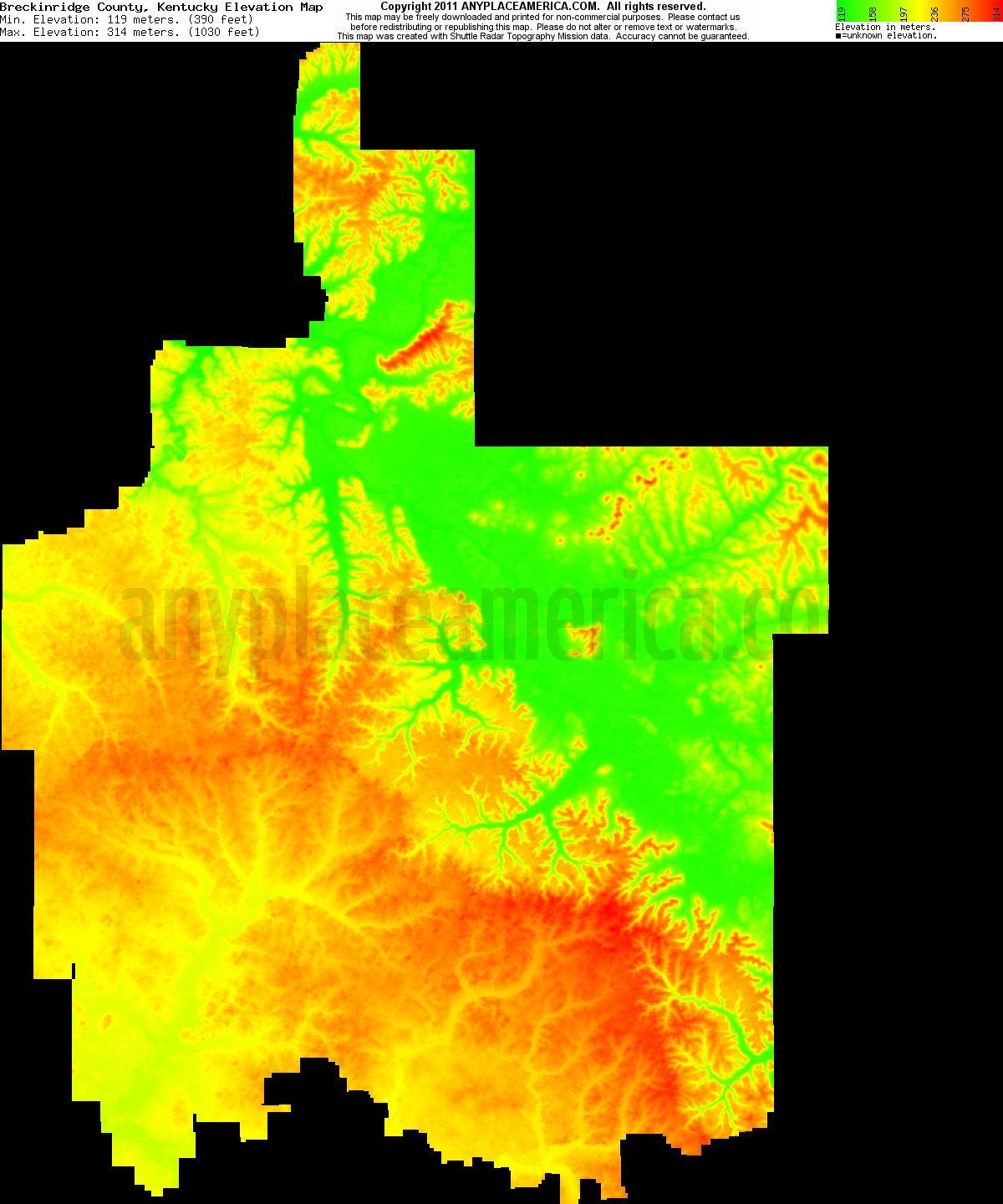 Free Breckinridge County, Kentucky Topo Maps & Elevations