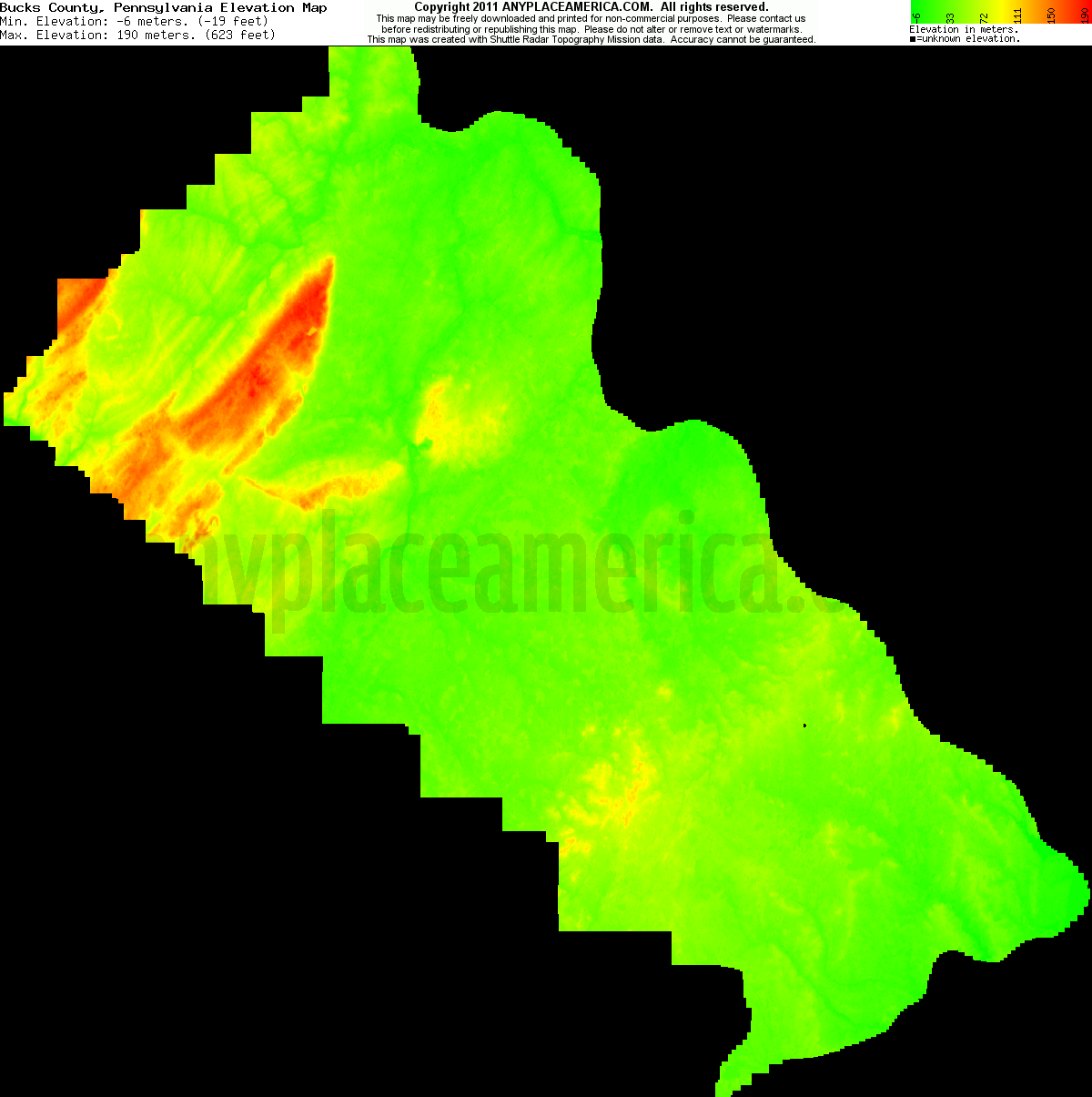 Free Bucks County, Pennsylvania Topo Maps & Elevations