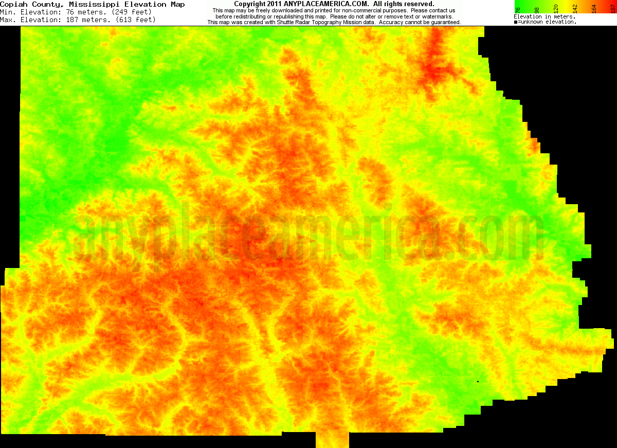 Free Copiah County, Mississippi Topo Maps & Elevations