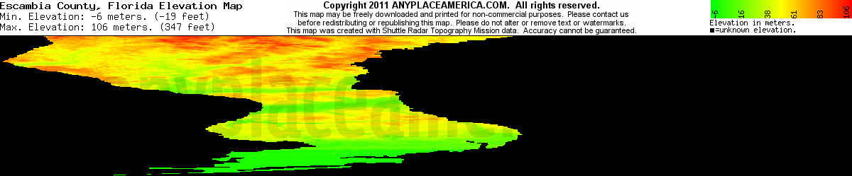 Free Escambia County Florida Topo - Escambia County Florida Elevation Map 