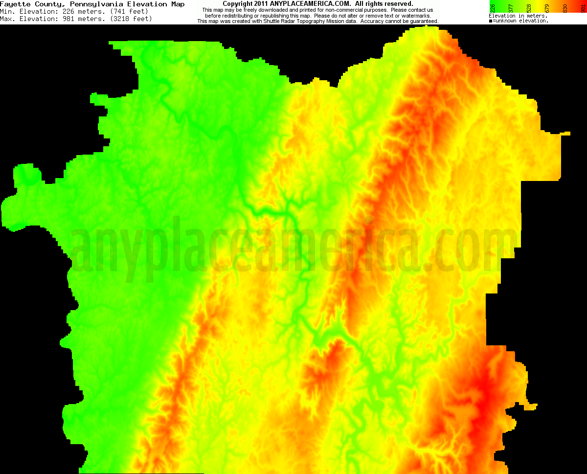 Free Fayette County, Pennsylvania Topo Maps & Elevations