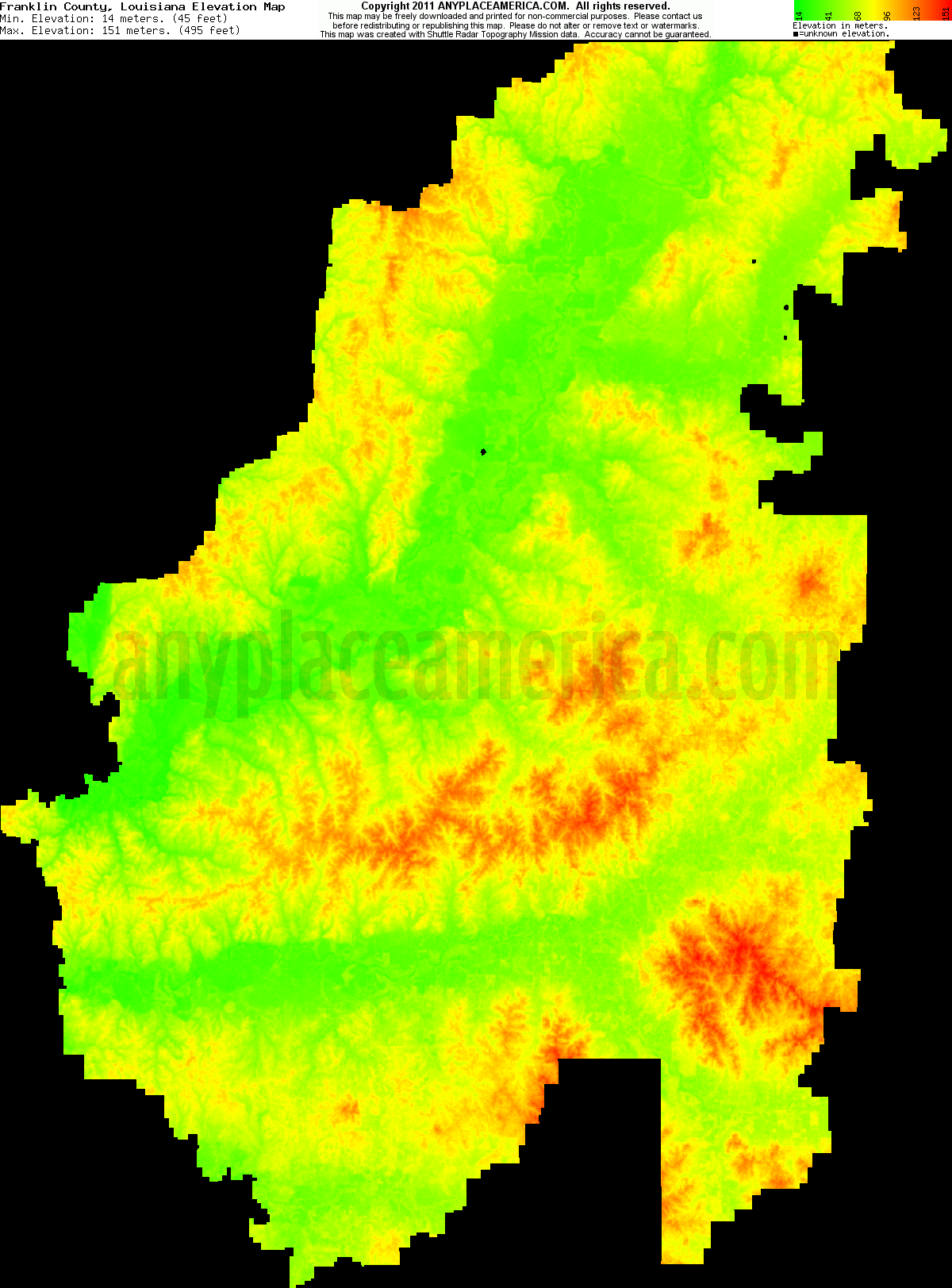 Free Franklin Parish, Louisiana Topo Maps & Elevations