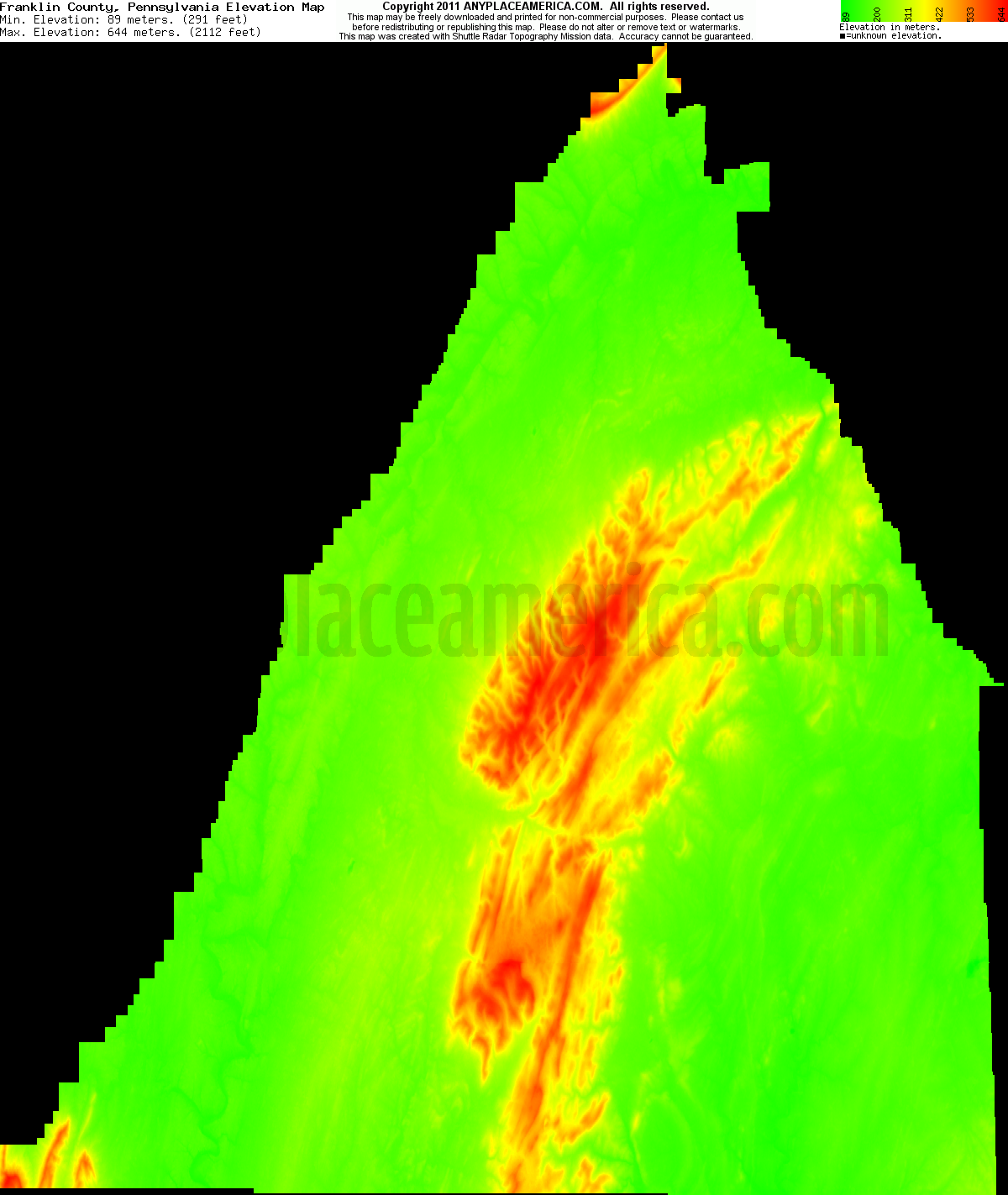 Free Franklin County, Pennsylvania Topo Maps & Elevations