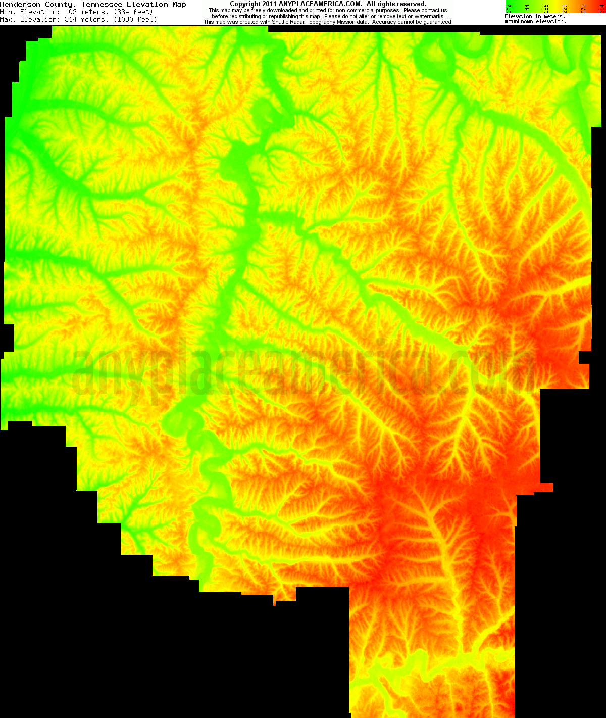 Free Henderson County, Tennessee Topo Maps & Elevations
