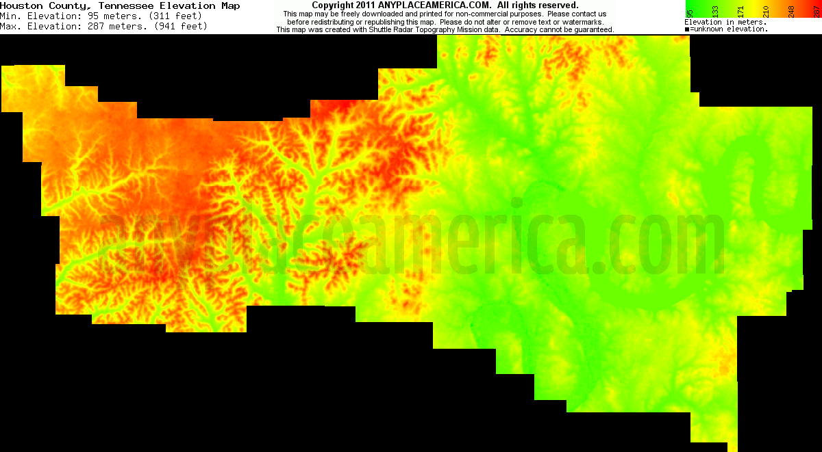 Free Houston County, Tennessee Topo Maps & Elevations