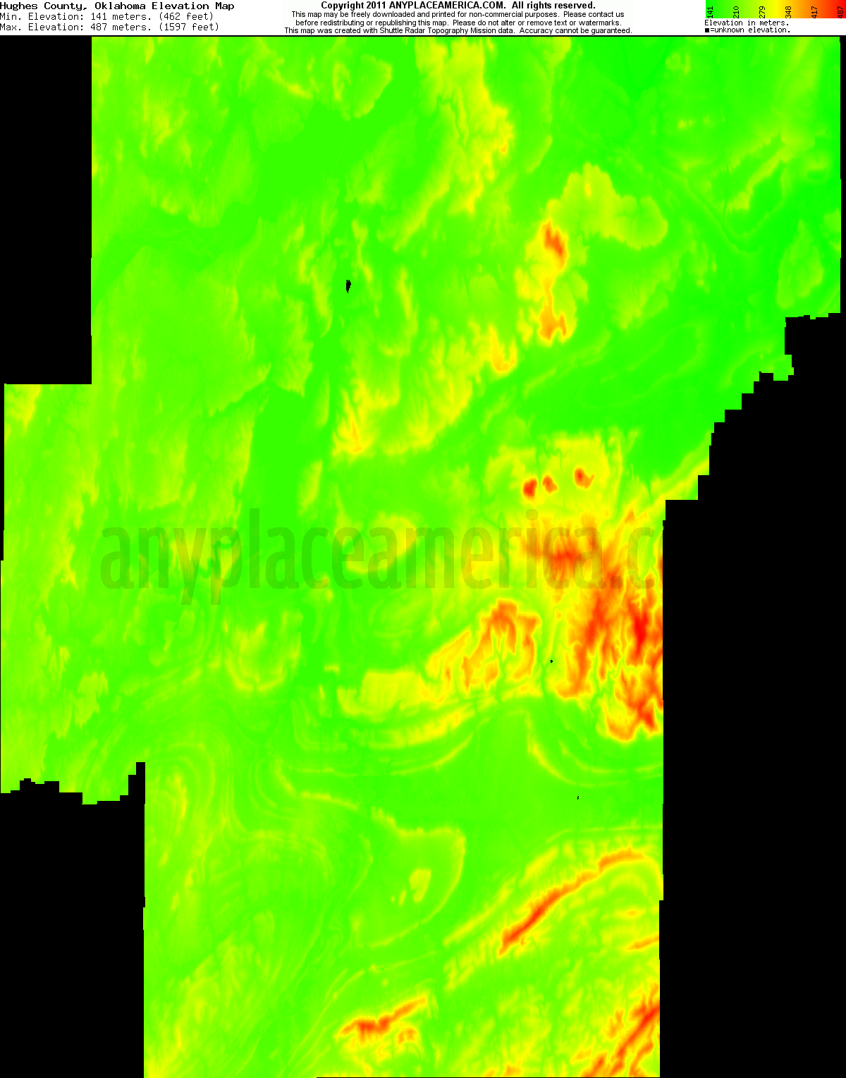 Free Hughes County, Oklahoma Topo Maps & Elevations