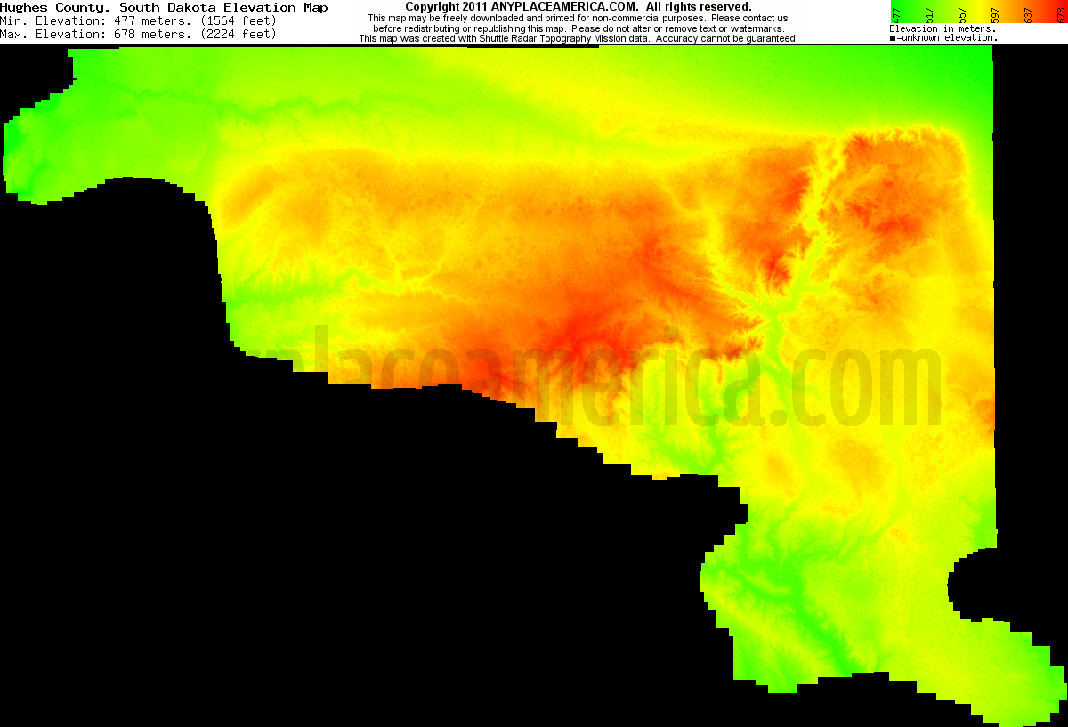 Free Hughes County, South Dakota Topo Maps & Elevations