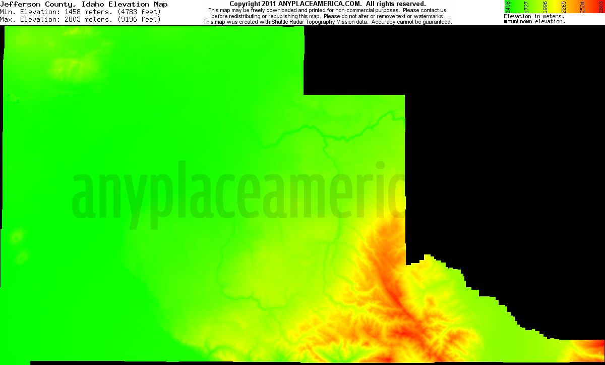 Free Jefferson County, Idaho Topo Maps & Elevations