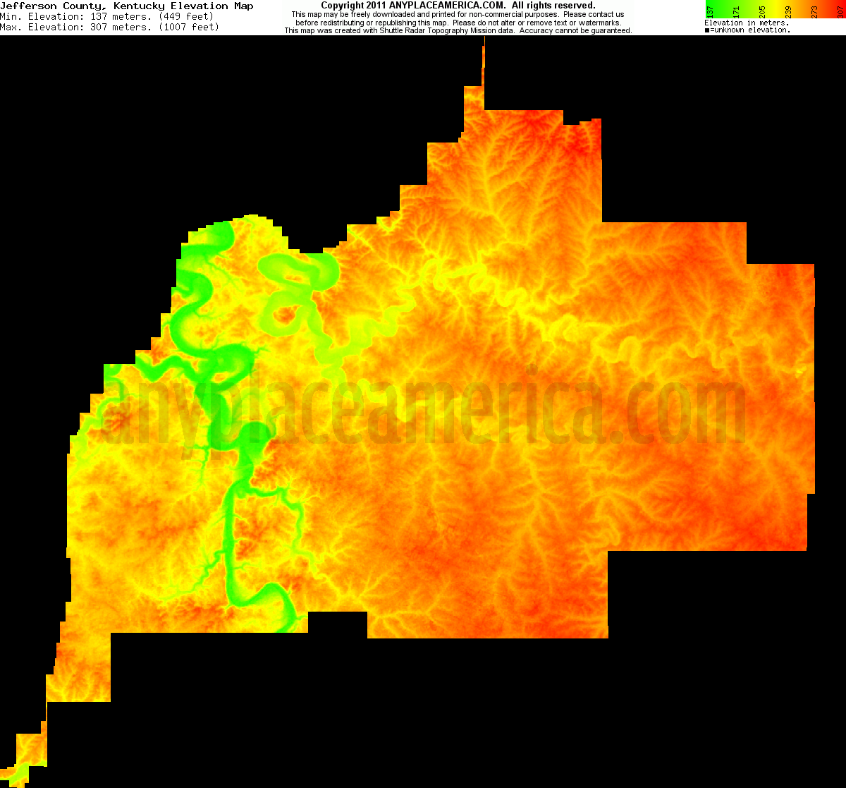 Free Jefferson County, Kentucky Topo Maps & Elevations