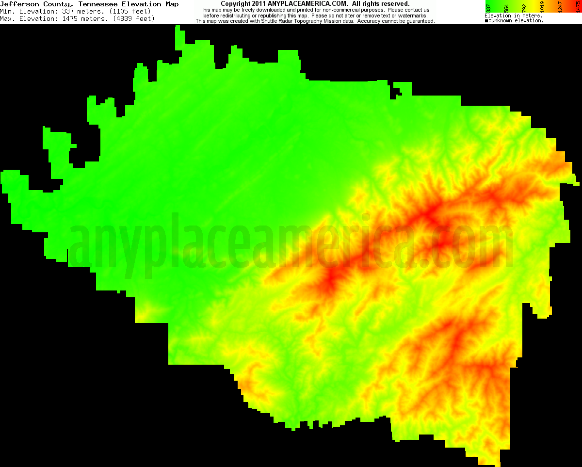 Free Jefferson County, Tennessee Topo Maps & Elevations