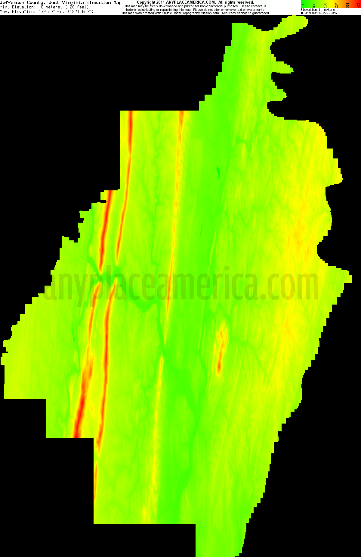 Free Jefferson County, West Virginia Topo Maps & Elevations