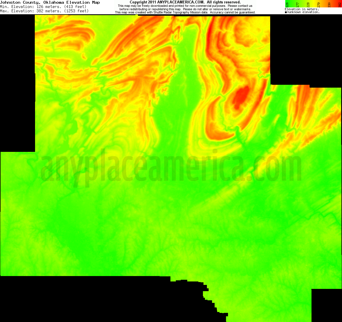 Free Johnston County, Oklahoma Topo Maps & Elevations