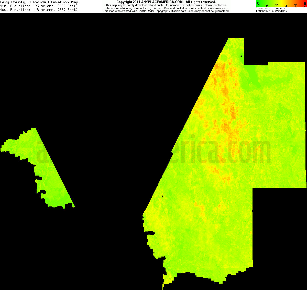 Free Levy County Florida Topo - Levy County Florida Elevation Map