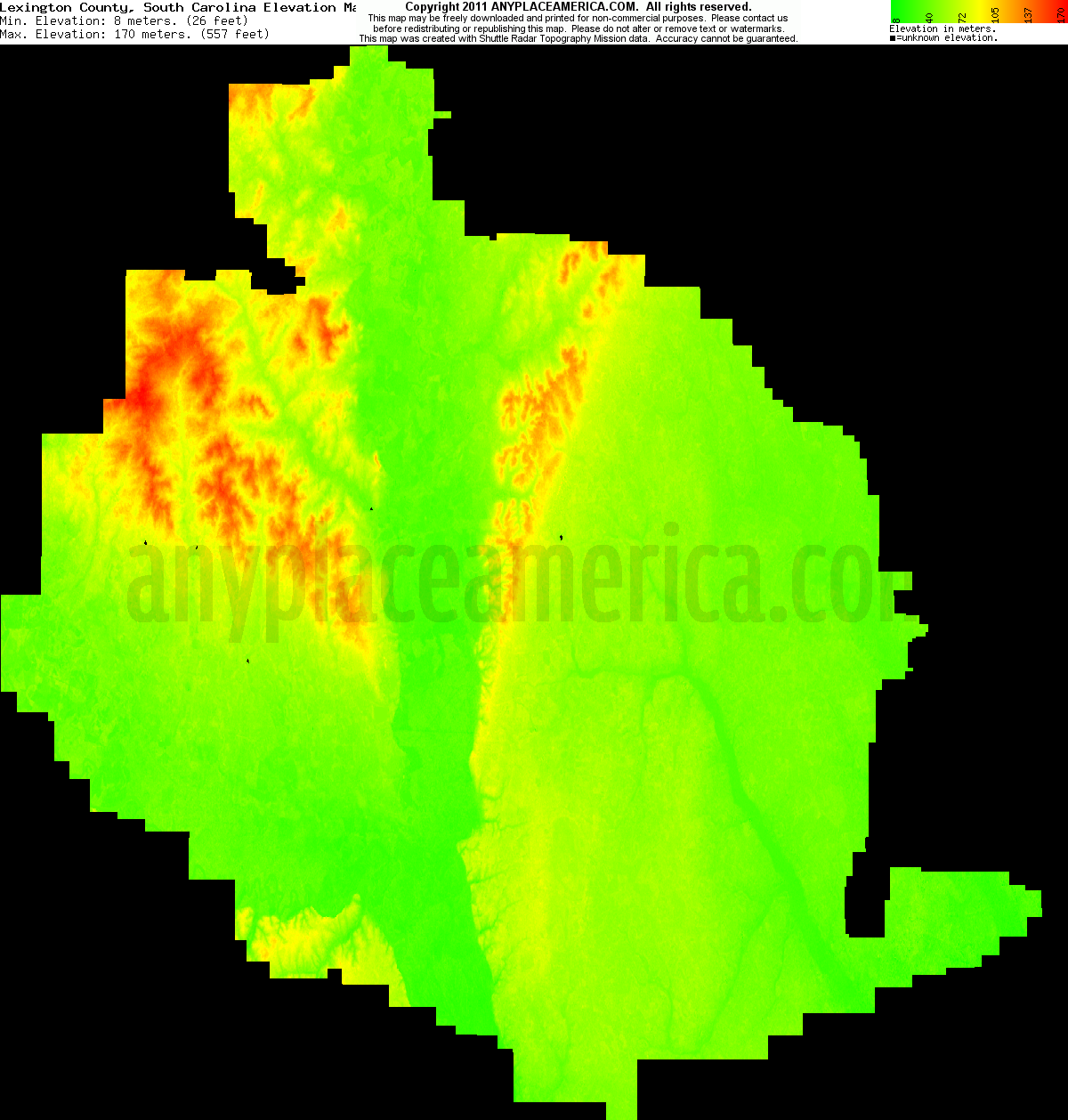 Free Lexington County, South Carolina Topo Maps & Elevations