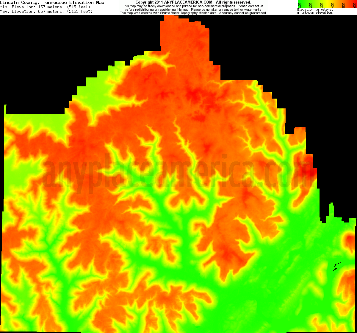 Free Lincoln County, Tennessee Topo Maps & Elevations