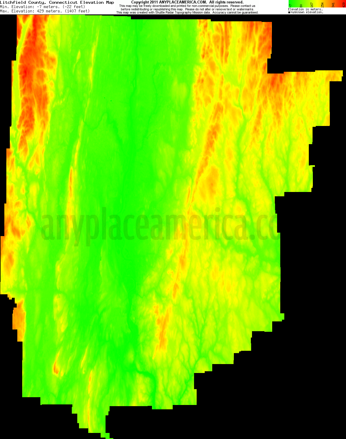 Free Litchfield County, Connecticut Topo Maps & Elevations