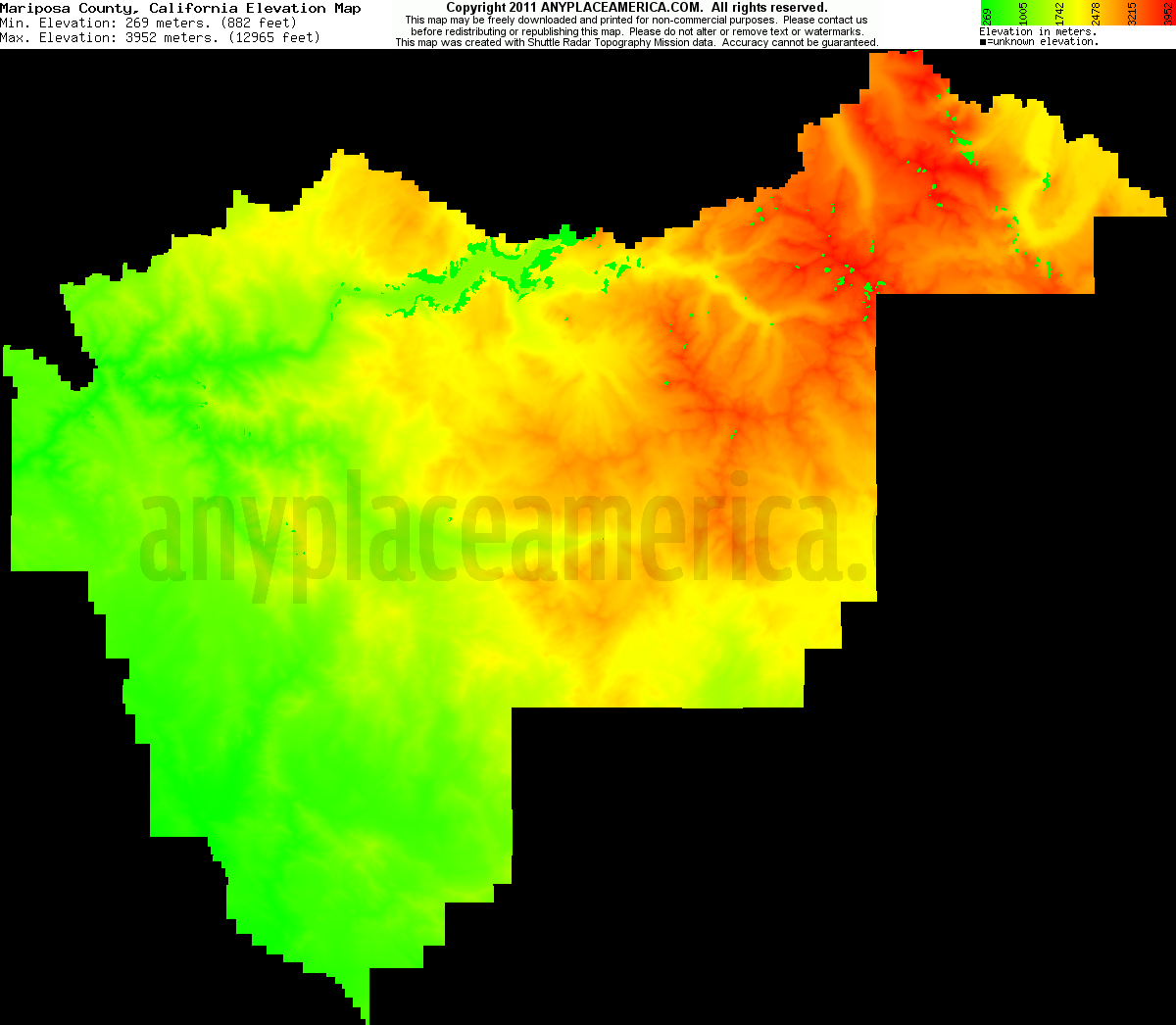 Free Mariposa County, California Topo Maps & Elevations