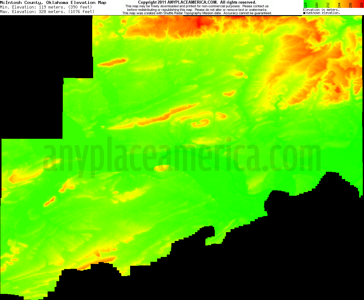 Free McIntosh County, Oklahoma Topo Maps & Elevations