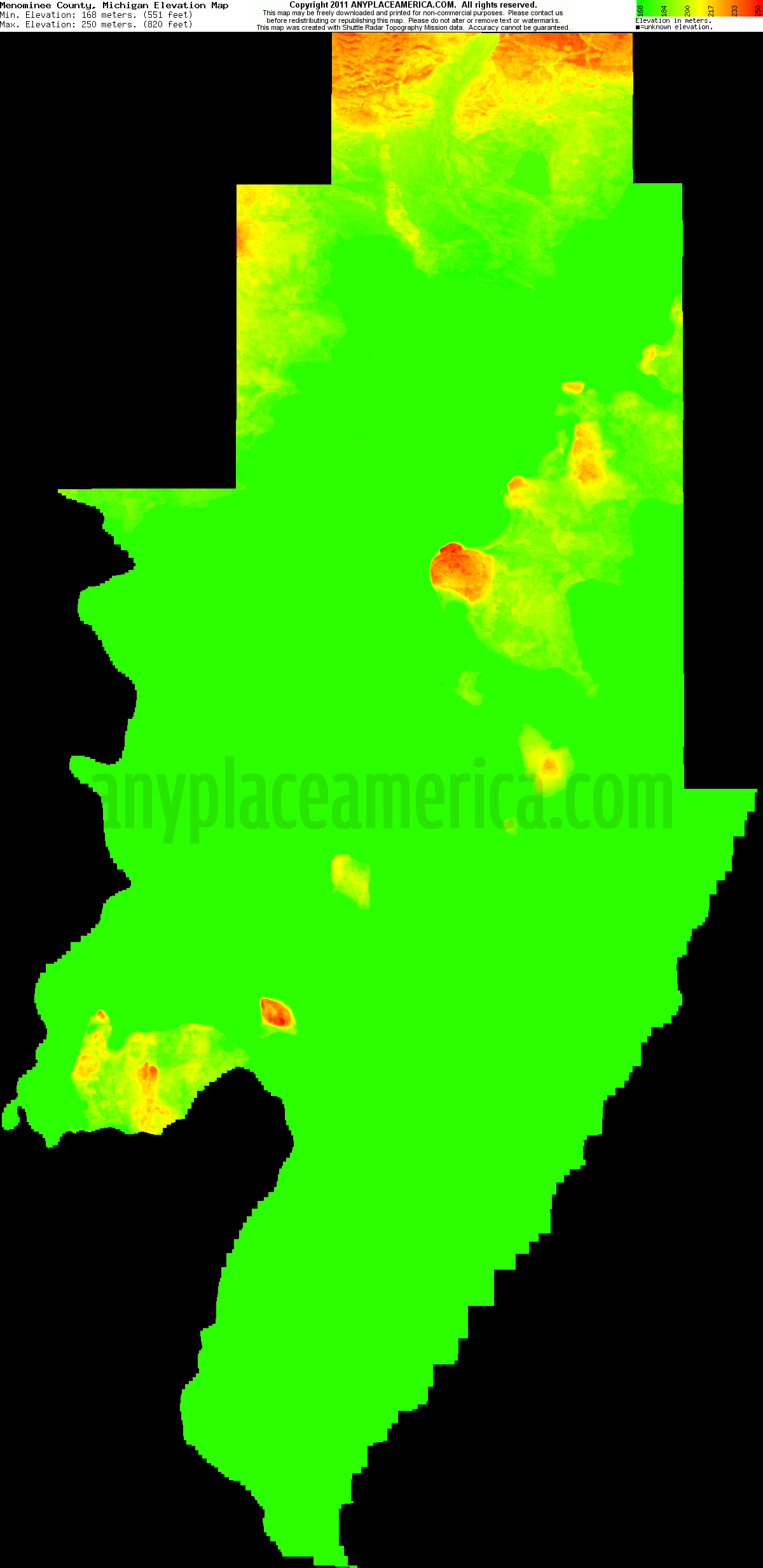 Free Menominee County, Michigan Topo Maps & Elevations