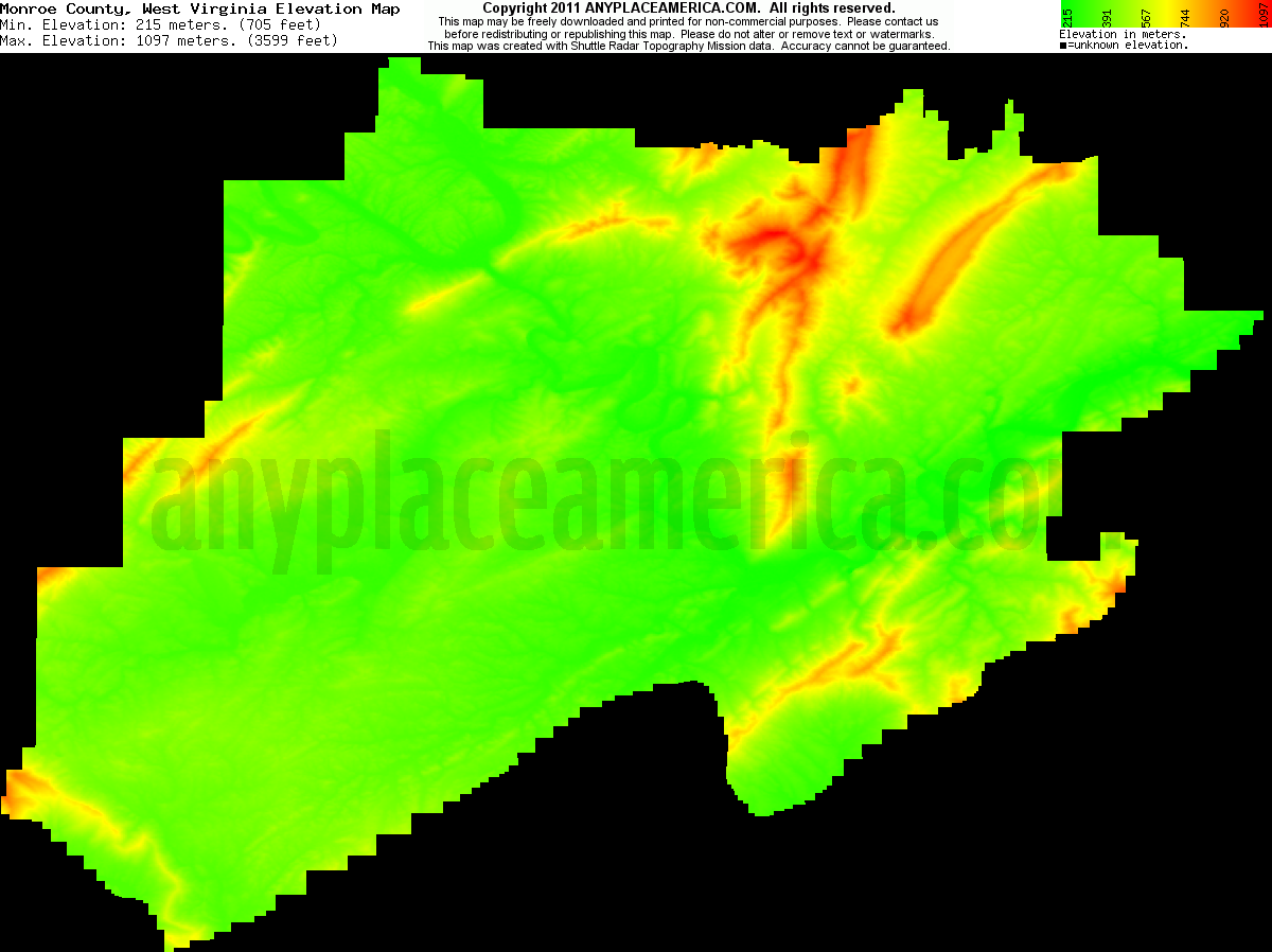 Free Monroe County, West Virginia Topo Maps & Elevations