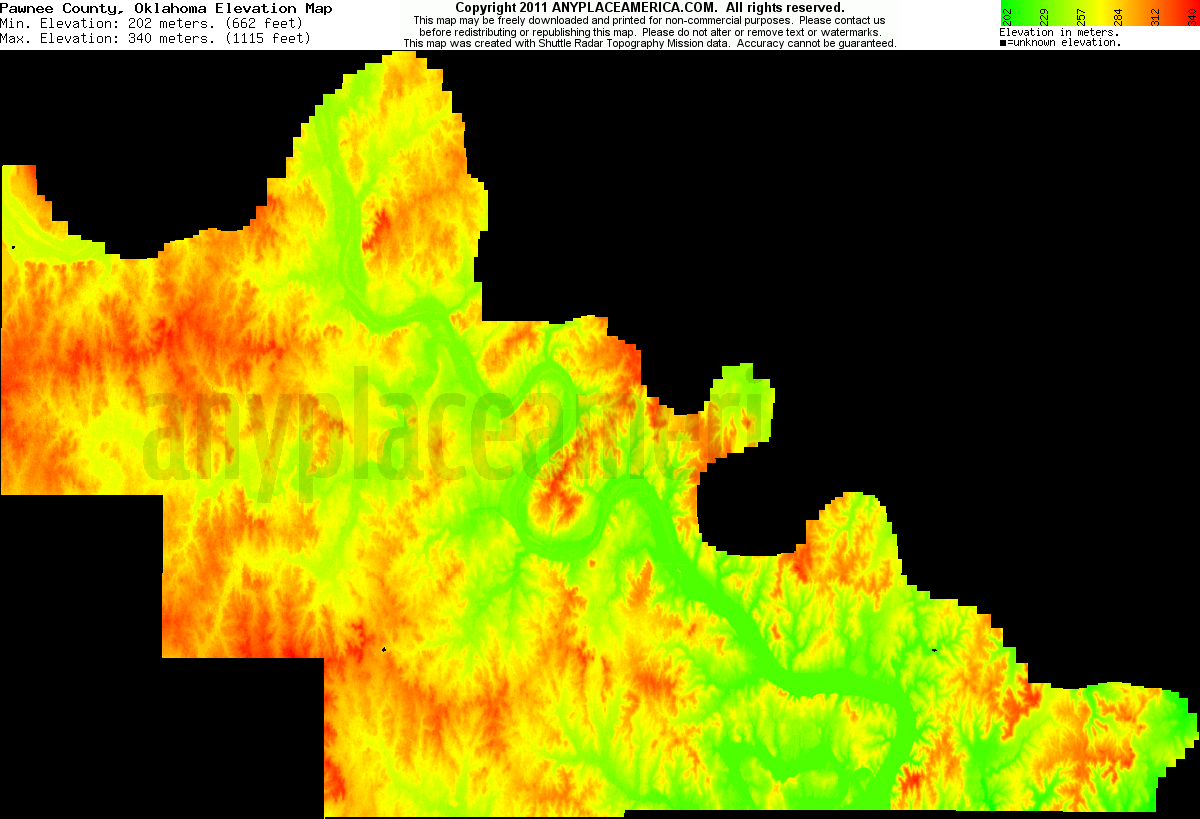 Free Pawnee County, Oklahoma Topo Maps & Elevations