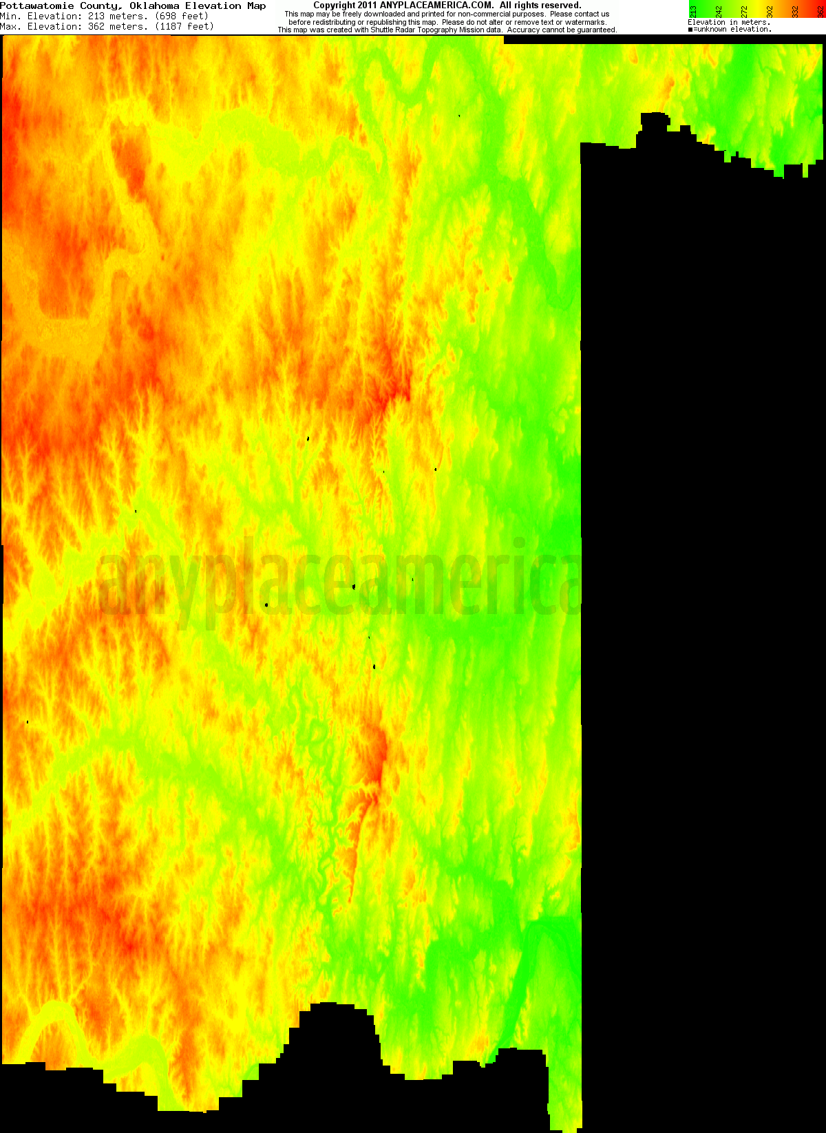 Free Pottawatomie County, Oklahoma Topo Maps & Elevations