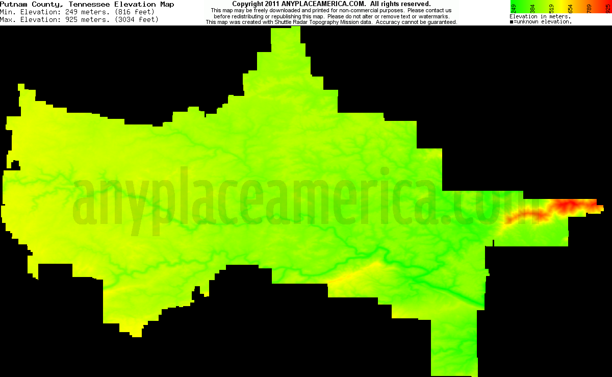 Free Putnam County, Tennessee Topo Maps & Elevations