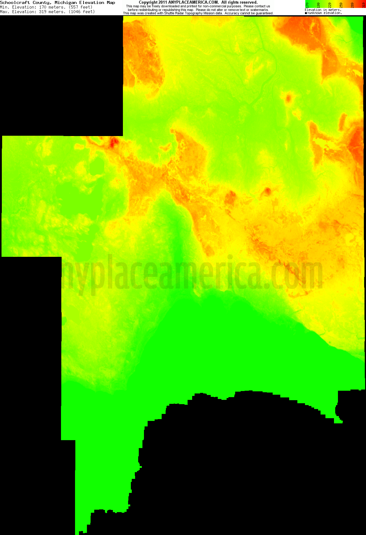 Free Schoolcraft County, Michigan Topo Maps & Elevations