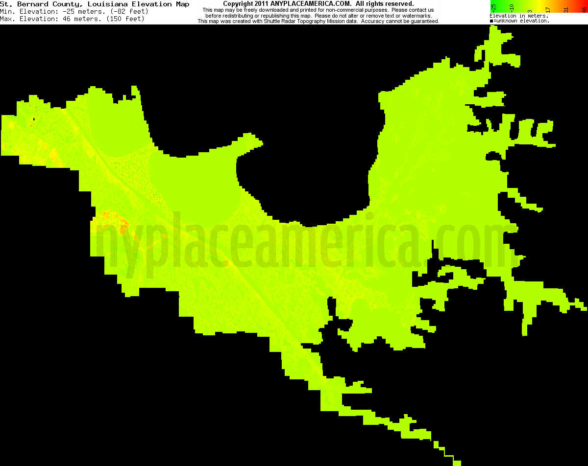 Free St. Bernard Parish, Louisiana Topo Maps & Elevations