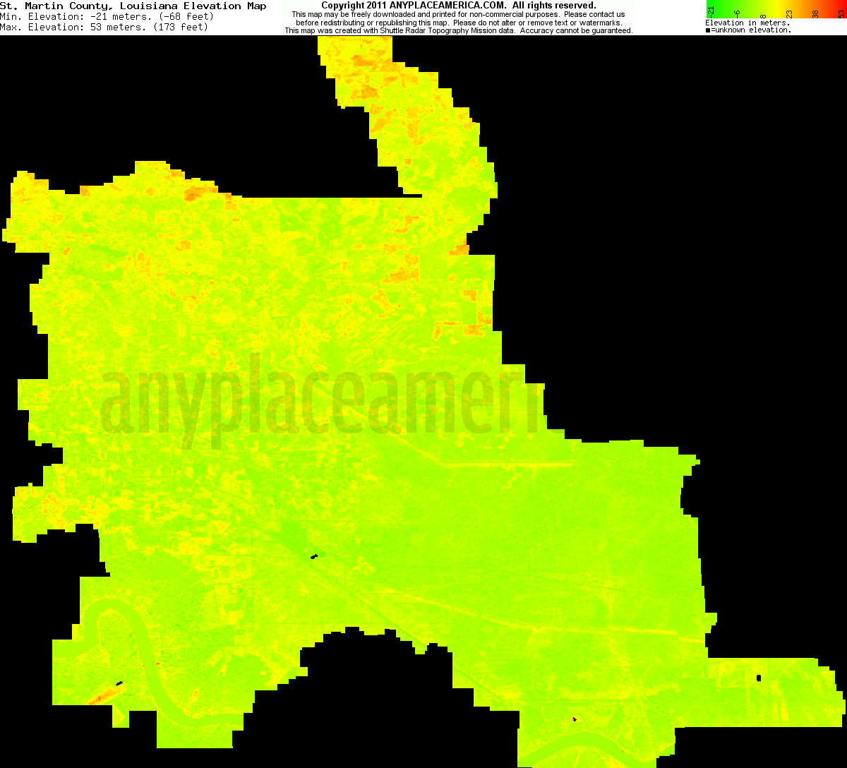 Free St. Martin Parish, Louisiana Topo Maps & Elevations
