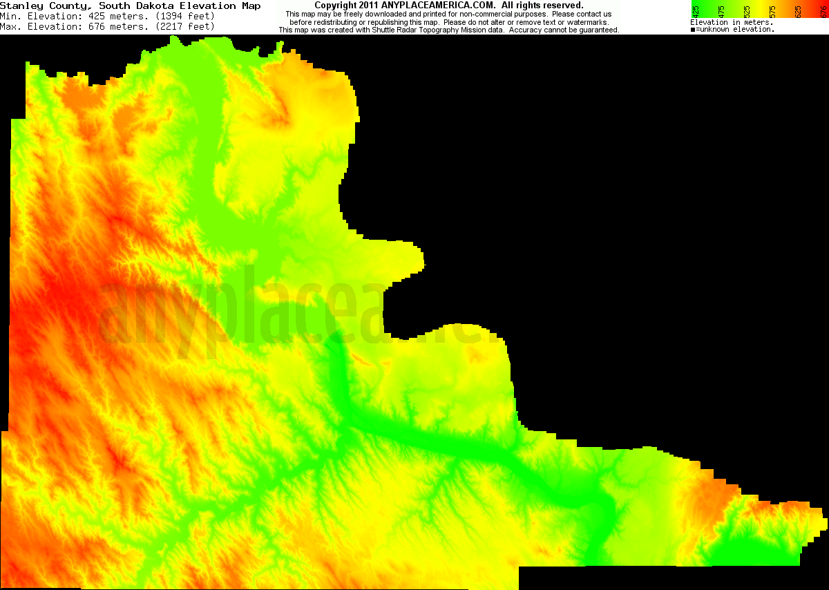 Free Stanley County, South Dakota Topo Maps & Elevations