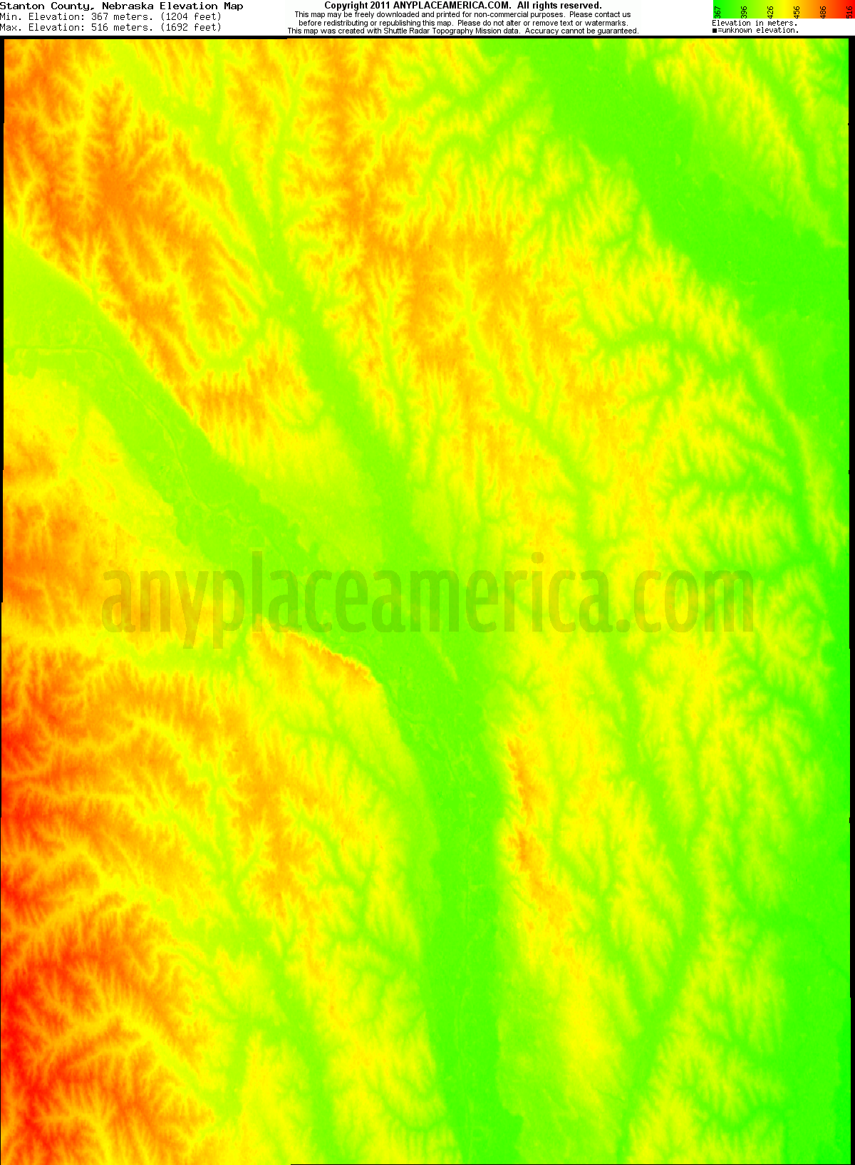 Free Stanton County, Nebraska Topo Maps & Elevations