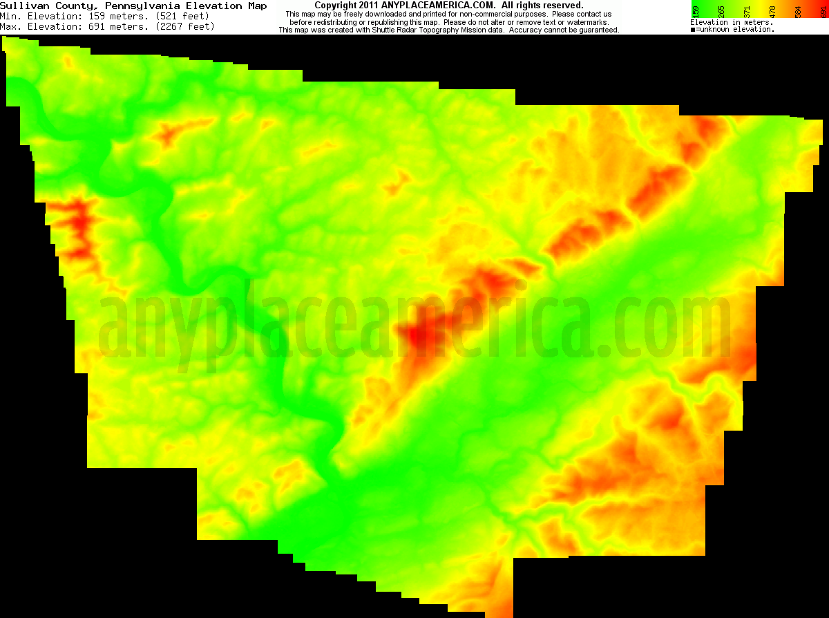 Free Sullivan County, Pennsylvania Topo Maps & Elevations