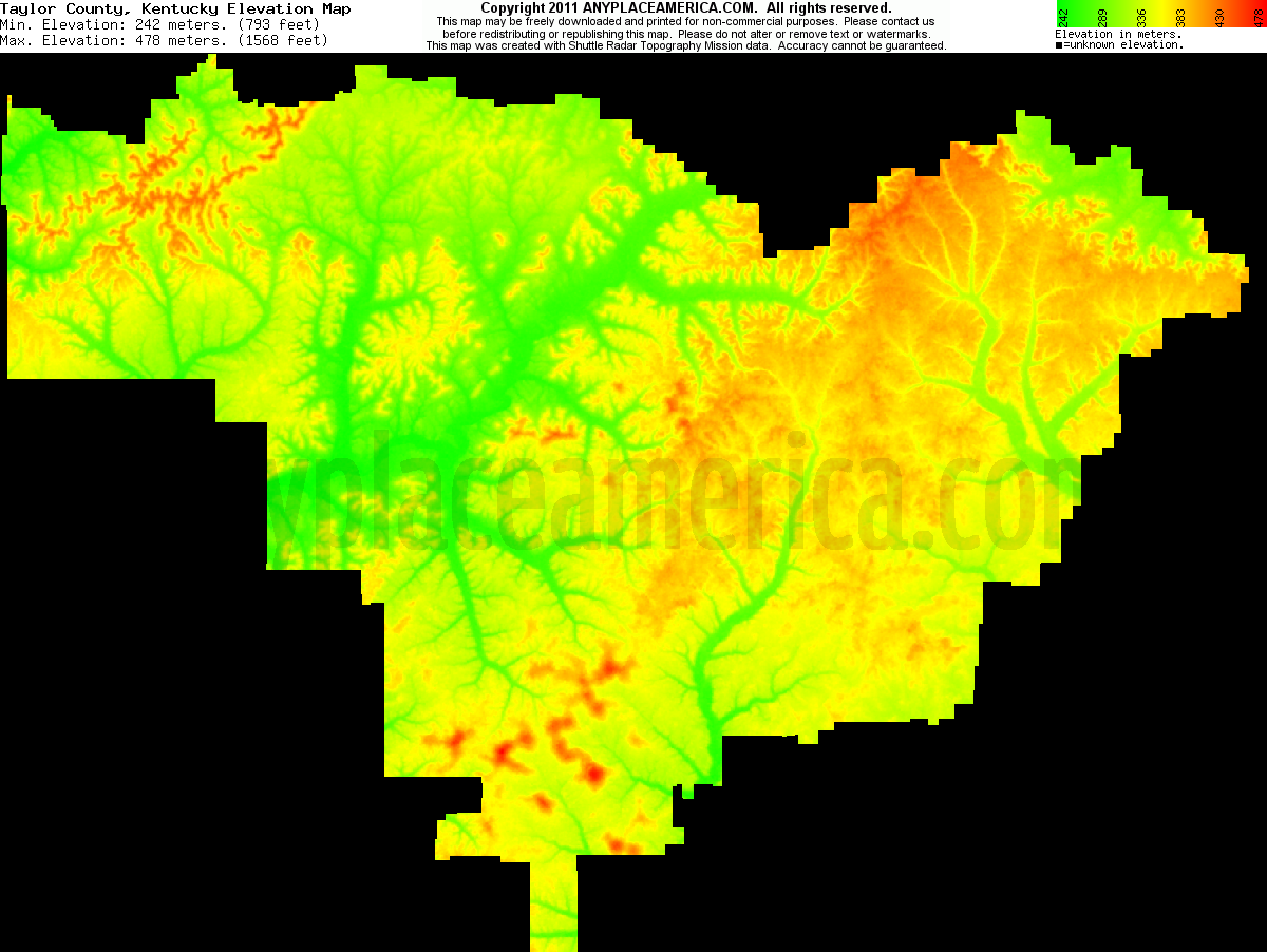 Free Taylor County, Kentucky Topo Maps & Elevations