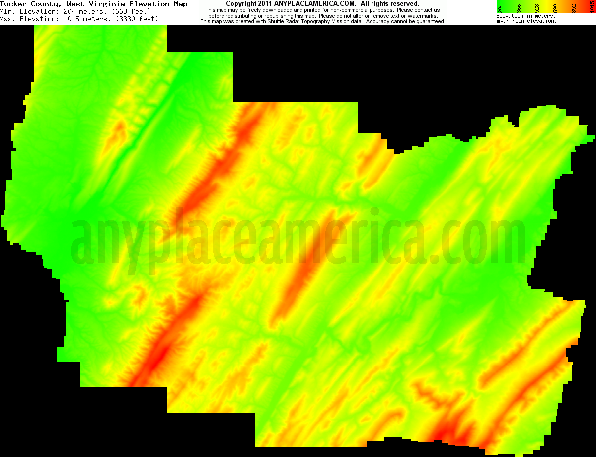 Free Tucker County, West Virginia Topo Maps & Elevations