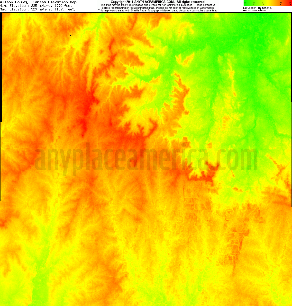 Free Wilson County, Kansas Topo Maps & Elevations