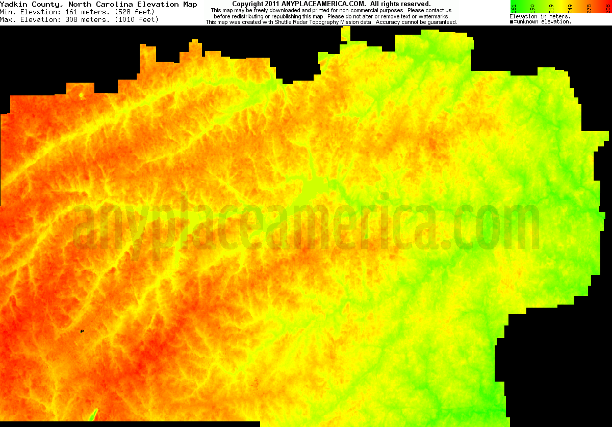 Free Yadkin County, North Carolina Topo Maps & Elevations