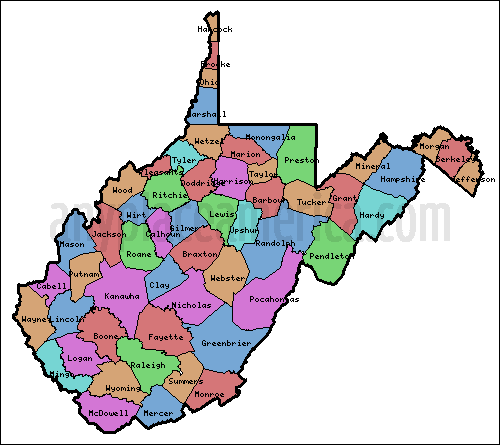 Free West Virginia Maps - West Virginia Counties Map 500 
