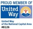 Logo image with text: "Proud Member of United Way." Below is the United Way logo and text: "United Way of the National Capital Area #8126.